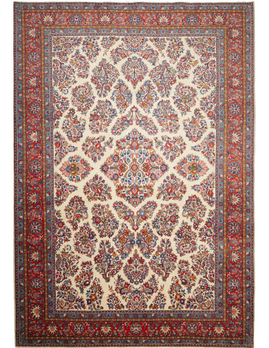 Tappeto Sarough Persia bianco giallo 243x350