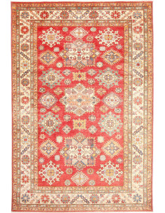 Rug Kazak Fine Pakistan maroon yellow 214x311