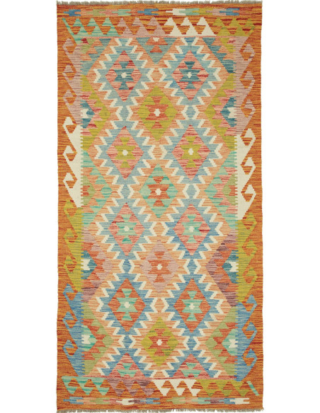 Kilim 102x201 Cm Kilim, Afghanistan, Hand-carded Wool warp: