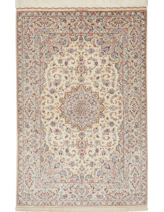 Tappeto Ghom Seta Persia 100x153 Crema Blu