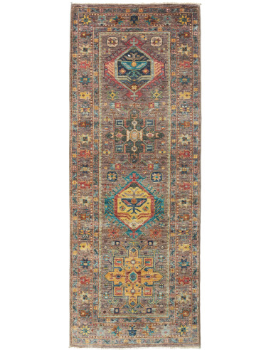 Tappeto Tribal Pakistan 80x204 Marrone Effetto