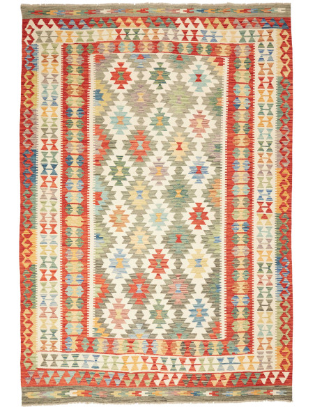 Kilim 205x290 Cm Kilim Afghano. Lana Cardata A Mano (ordito:
