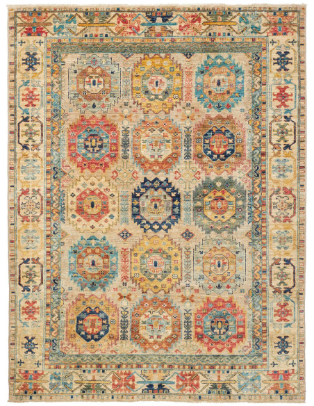 Tappeto Tribal Pakistan 147x197 Beige Di Verde