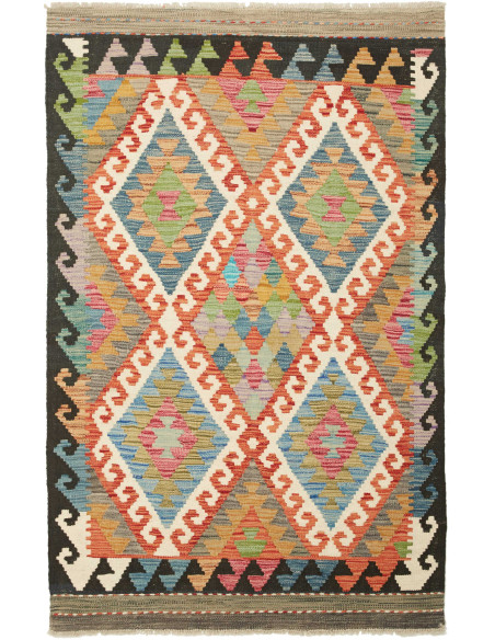 Kilim 100x156 Cm Kilim Afghano, Lana Cardata A Mano (ordito: