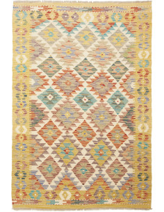 Kilim 105x152 Cm Kilim Afghano Lana Cardata A Mano Cotone