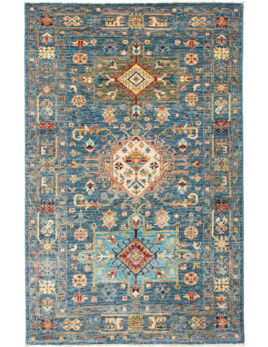Rug Tribal Pakistan 102x157 Petrol Blue Ochre