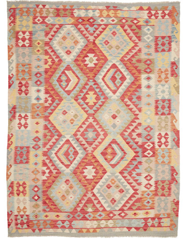 Kilim 176x244 Cm Kilim Afghano, Lana Cardata A Mano, Cotone,