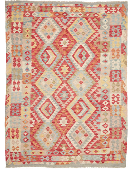 Kilim 176x244 Cm Kilim Afghano, Lana Cardata A Mano, Cotone,