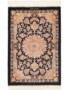 Tappeto Ghom Seta Persia 62x90 Nero Crema