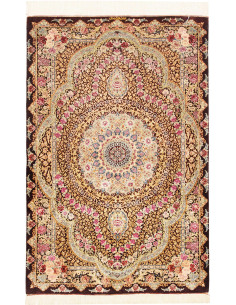 Tappeto Ghom Seta Persia 79x121 Marrone Scuro O