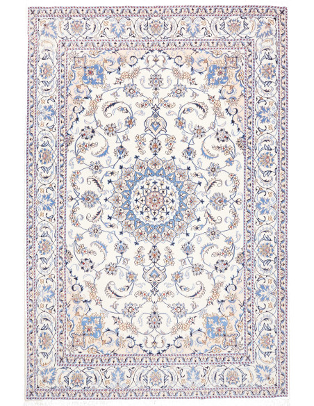 Tappeto Nain Kashmar Persia 200x303 Avorio Blu