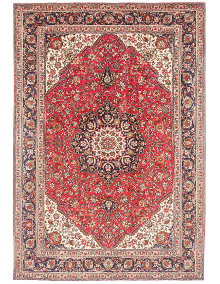 Tappeto Tabriz Persia 200x297 Rosso Corallo Blu