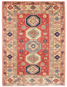 Tappeto Kazak Fine Pakistan 136x189 Rosso Matto