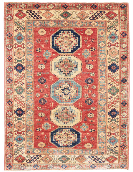 Tappeto Kazak Fine Pakistan 136x189 Rosso Matto