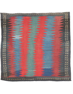 Tappeto Kilim Vintage Persia 113x107 Rosso Blu