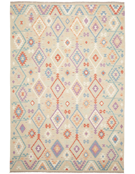 Rug Killim 202x297 Pastel Multi-colored Beige