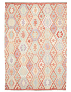 Rug Killim 207x285 Rosy Terracotta Pastel Blue