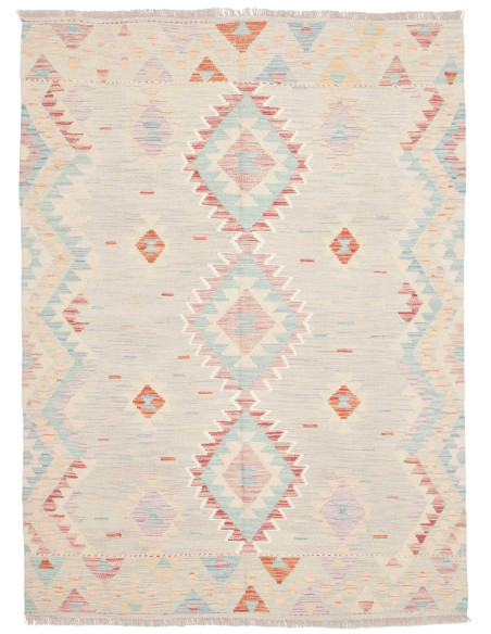 Rug Killim 142x198 Pastel Beige With Blue Pink