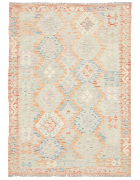 Rug Killim 144x204 Faded Coral Light Blue