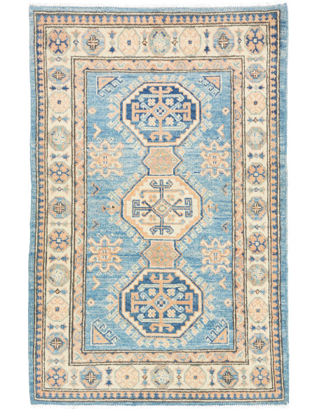 Tappeto Kazak Co Afgahnistan 82x126 Blu E Beige