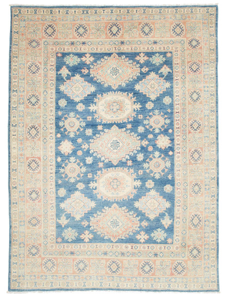 Rug Kazak Co 148x203 Ocean Blue With Cream Peac