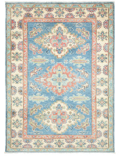 Tappeto Kazak Co Afgahnistan 102x142 Blu Predom