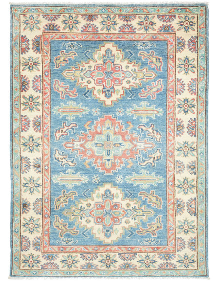 Tappeto Kazak Co Afgahnistan 102x142 Blu Predom