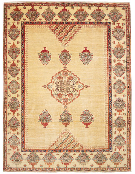 Tappeto Kazak Fine Pakistan 273x362 Beige Rosso