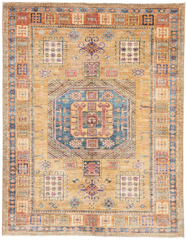 Rug Kazak Fine Pakistan 147x190 Gold Blue