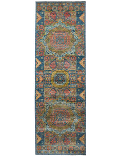Tappeto Mamlouk Pakistan 82x255 Blu Petrolio Te