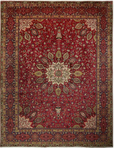Tabriz 302x390 Cm Tabriz, Persia, Hand-carded Wool warp: