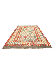 Kilim 205x290 Cm Kilim Afghano. Lana Cardata A Mano (ordito: 2