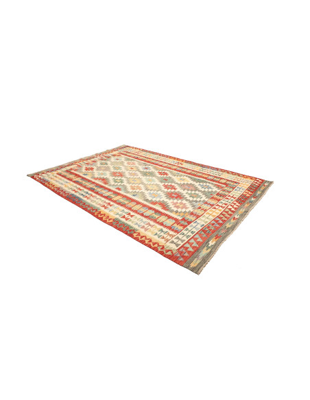 Kilim 205x290 Cm Kilim Afghano. Lana Cardata A Mano (ordito: