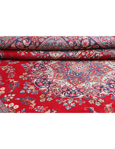 Rug Sabzevar Persia sky blue white 245x340