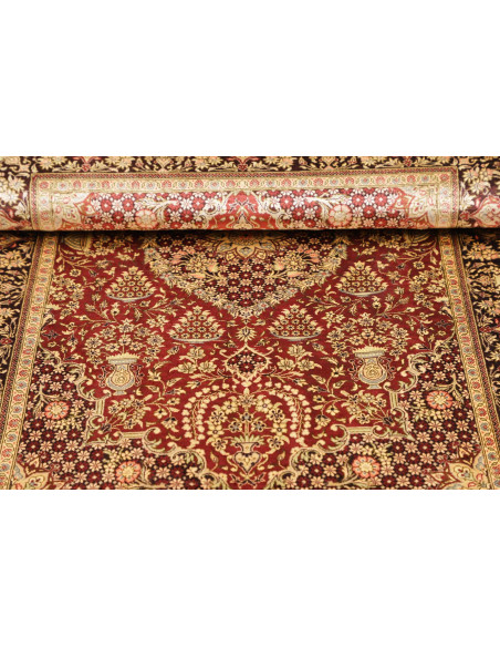 Rug Ghom silk Persia brown maroon 80x120