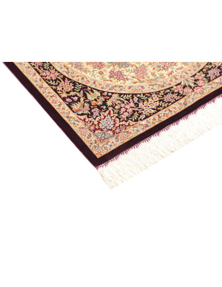 Tappeto Ghom seta Persia giallo marrone 79x122