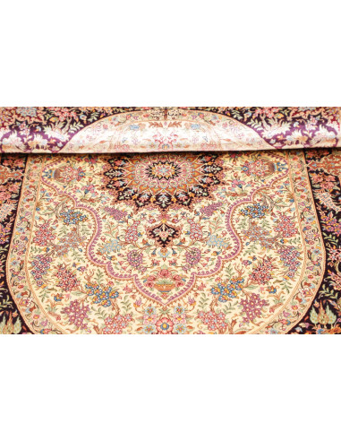 Tappeto Ghom seta Persia giallo marrone 79x122