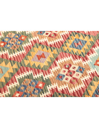 Kilim 145x194 Cm Kilim Afghano In Lana Cardata A Mano.