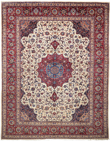 Tappeto Mashad Persia beige azzurro 300x385