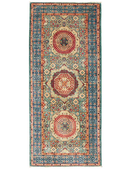 Tappeto Mamlouk Pakistan 74x182 Turchese Rosso