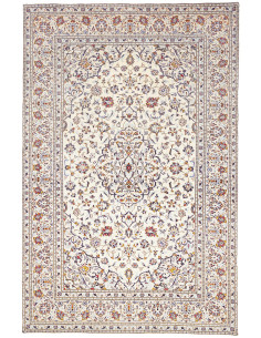 Rug Kashan Persia white brown 196x300