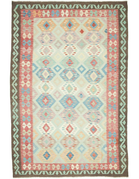 Tappeto Kilim Afghanistan beige azzurro 192x292