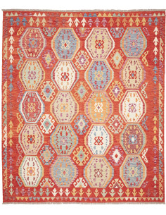 Tappeto Kilim Afghanistan arancione bianco 250x292