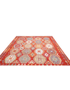 Tappeto Kilim Afghanistan arancione bianco 250x292 2