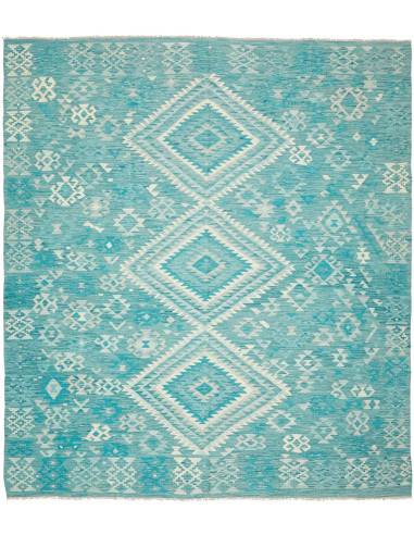 Rug Kilim Afghanistan green white 255x298