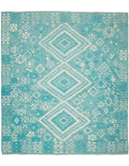 Rug Kilim Afghanistan green white 255x298