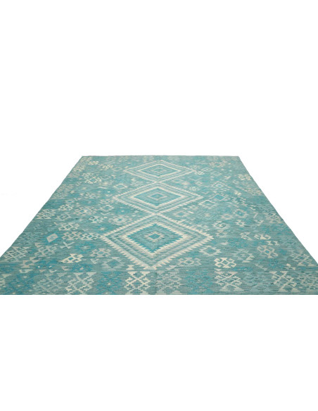 Rug Kilim Afghanistan green white 255x298