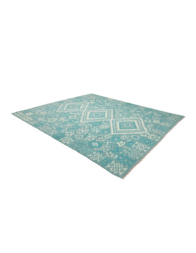 Rug Kilim Afghanistan green white 255x298