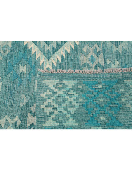 Rug Kilim Afghanistan green white 255x298