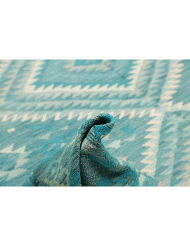 Rug Kilim Afghanistan green white 255x298